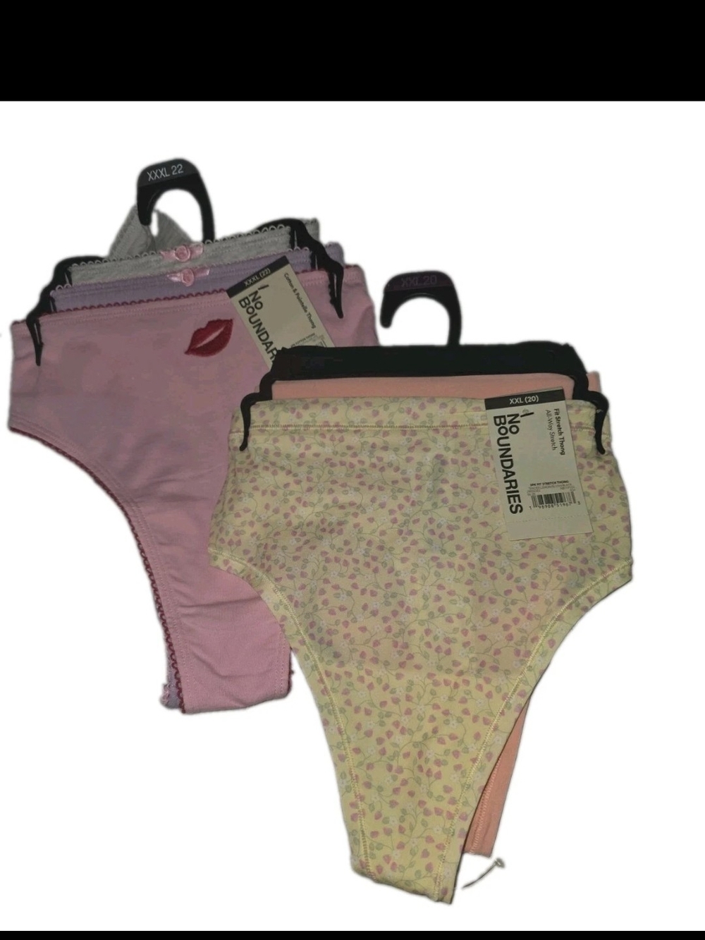 No Boundaries Fit Stretch Thong Panties/Cotton and Pointelle Thong Lot Of 6 XXL